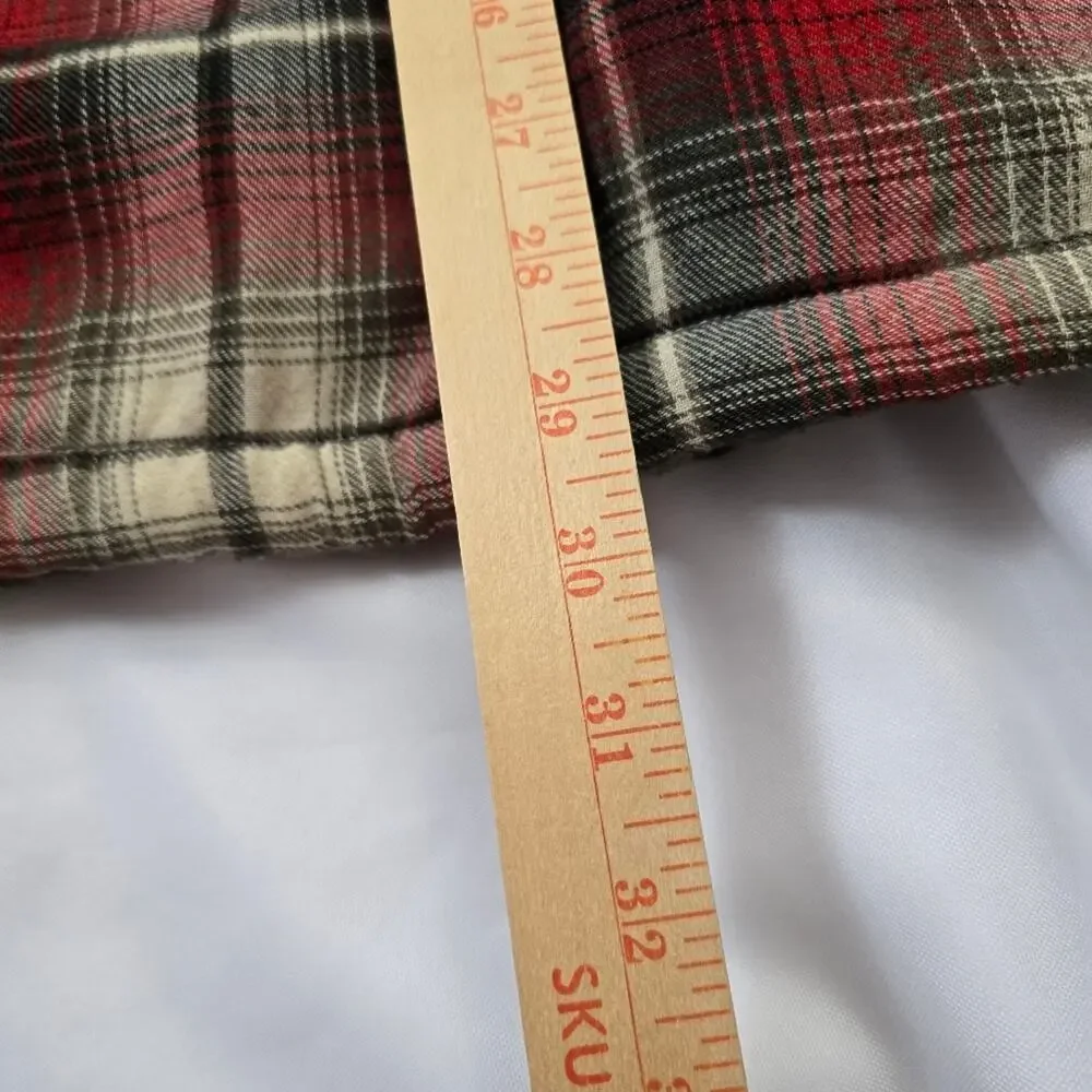 Vintage 80s Red Plaid Sherpa Lined Quilted Shacket Jacket Men's Outdoor Chore L